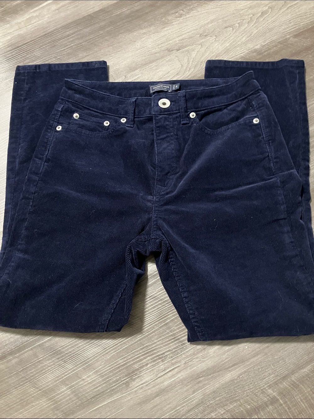 Vineyard Vines Navy Blue Kick Flare Cropped Corduroy Pants Womens Size 26